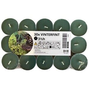 Ikea VINTERFINT Tealight Candle Green Pack of 30 Fir & Eucalyptus 705.761.12 NEW